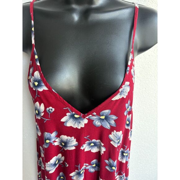 Long Red Maxi Floral Dress Size S Romantic Summer Vacation Feminine Flowers Cute - Picture 2 of 12